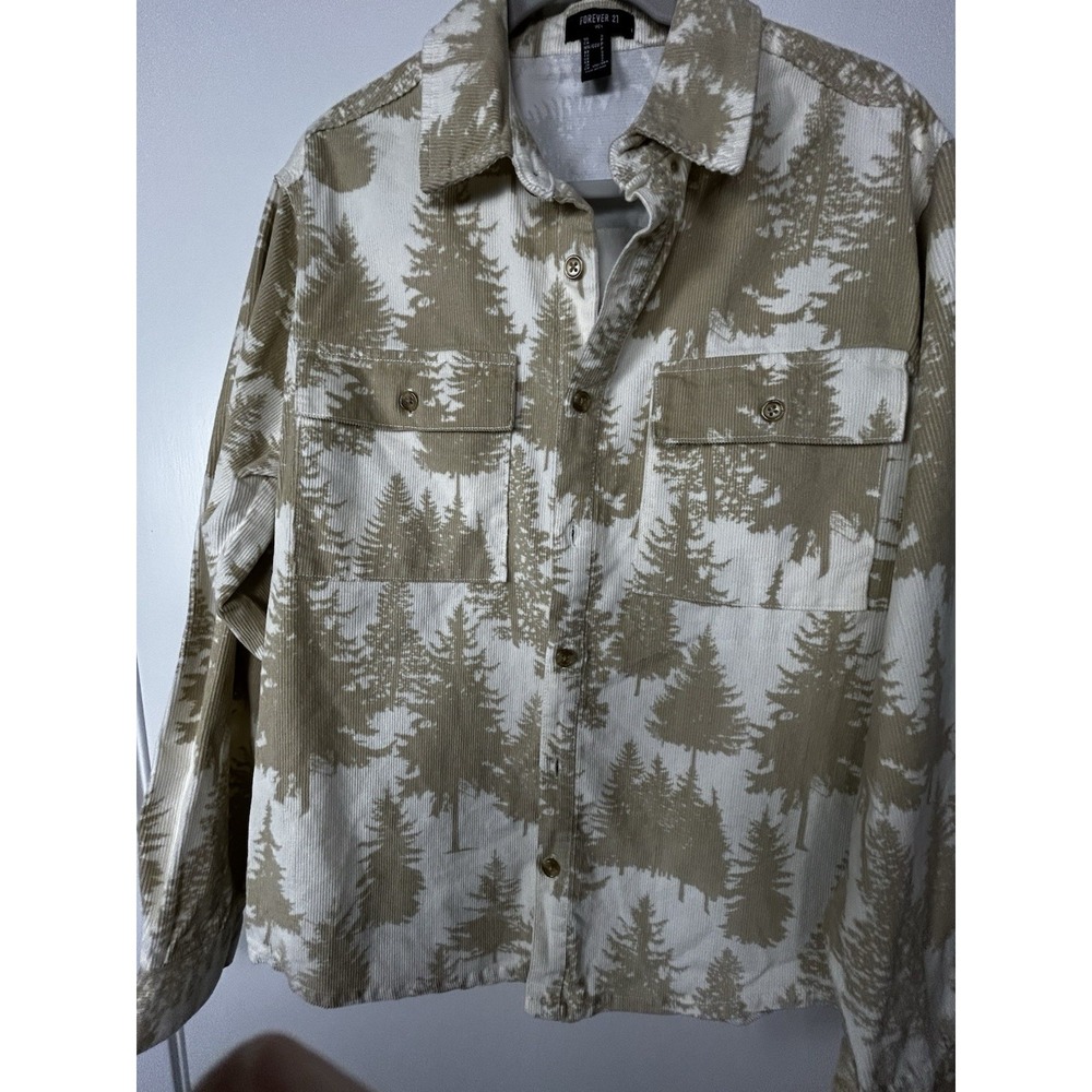 Forever 21 Vintage Cotton Shacket Corduroy Tone On Tone Print Sm Cotton
